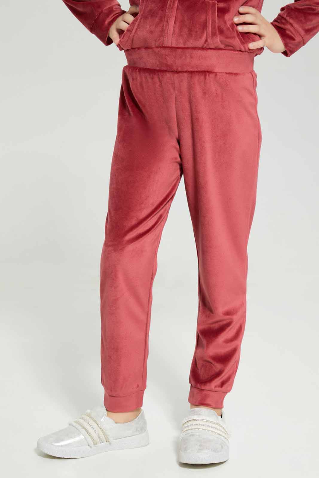 Redtag-Red-Velour-Jogsuit-With-Shrepa-Hood-Category:Jog-Sets,-Colour:Red,-Deals:New-In,-EHW,-Filter:Girls-(2-to-8-Yrs),-GIR-Jog-Sets,-New-In-GIR-APL,-Non-Sale,-Section:Girls-(0-to-14Yrs),-W22B-Girls-2 to 8 Years