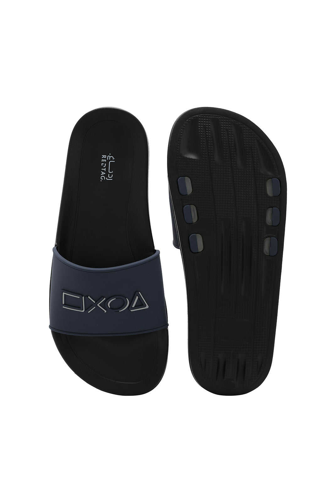 Redtag-Navy-Embossed-Slide-Category:Flip-Flops,-Colour:Navy,-Deals:New-In,-Dept:Menswear,-Filter:Men's-Footwear,-Men-Flip-Flops,-New-In-Men-FOO,-Non-Sale,-Section:Men,-W22B-Men's-