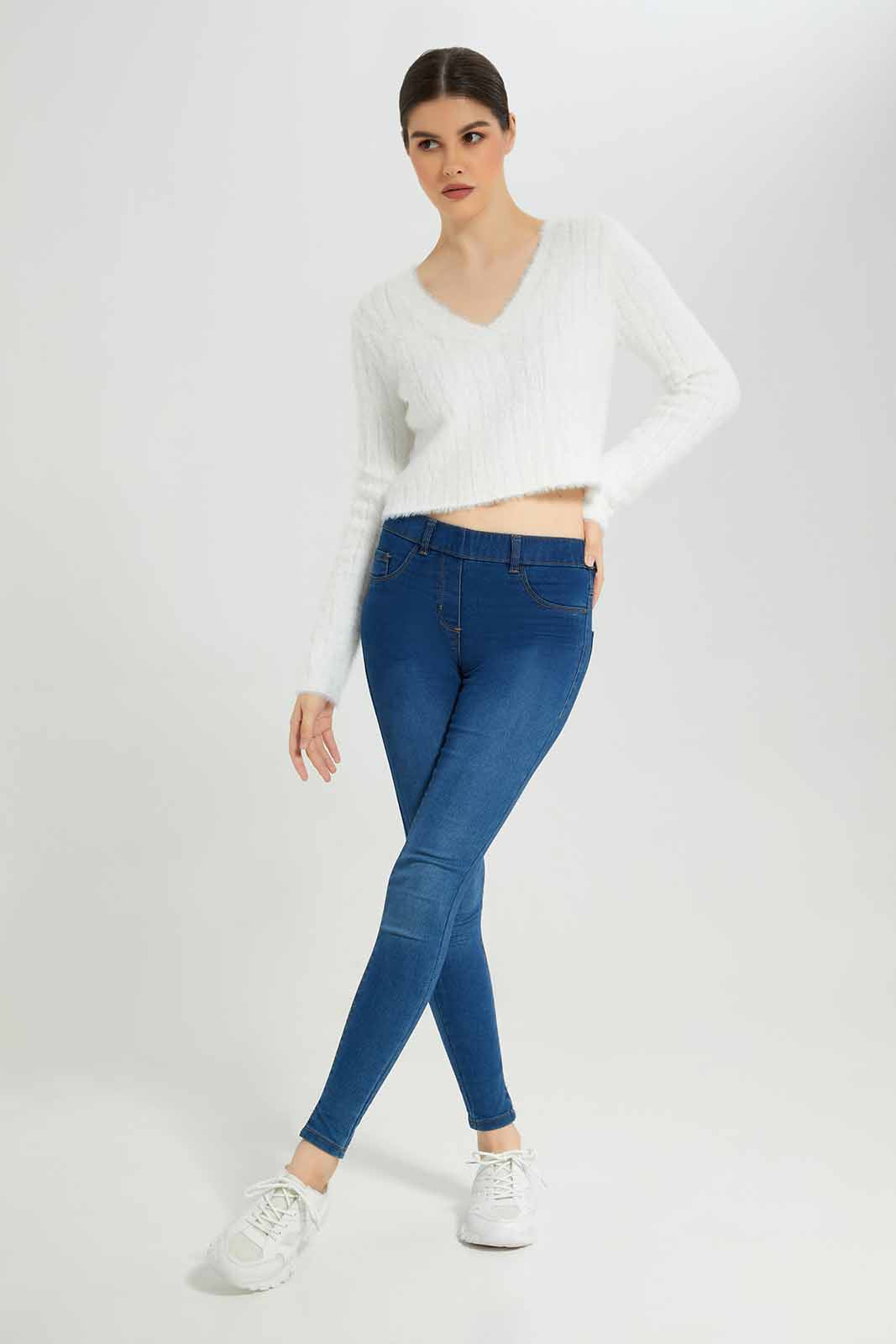 Redtag-Ivory-V-Neck-Eyelash-Knit-Pullover-Category:Pullovers,-Colour:Ivory,-Deals:New-In,-Dept:Ladieswear,-EHW,-Filter:Women's-Clothing,-New-In-Women-APL,-Non-Sale,-Section:Women,-W22B,-Women-Pullovers-Women's-