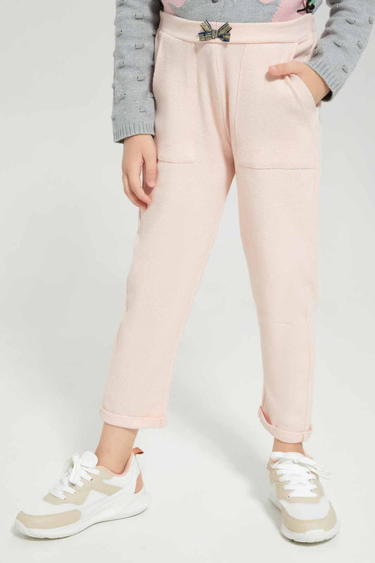 Redtag-Pale-Pink-Textured-Active-Pant-Category:Joggers,-Colour:Apricot,-Deals:New-In,-Filter:Girls-(2-to-8-Yrs),-GIR-Joggers,-New-In-GIR-APL,-Non-Sale,-Section:Girls-(0-to-14Yrs),-W22A-Girls-2 to 8 Years