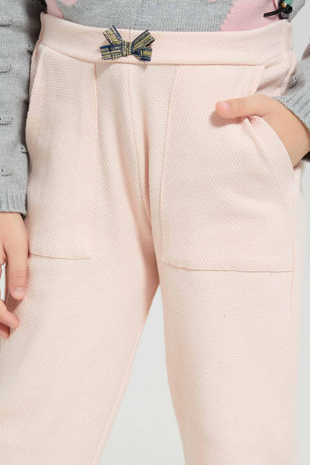 Redtag-Pale-Pink-Textured-Active-Pant-Category:Joggers,-Colour:Apricot,-Deals:New-In,-Filter:Girls-(2-to-8-Yrs),-GIR-Joggers,-New-In-GIR-APL,-Non-Sale,-Section:Girls-(0-to-14Yrs),-W22A-Girls-2 to 8 Years