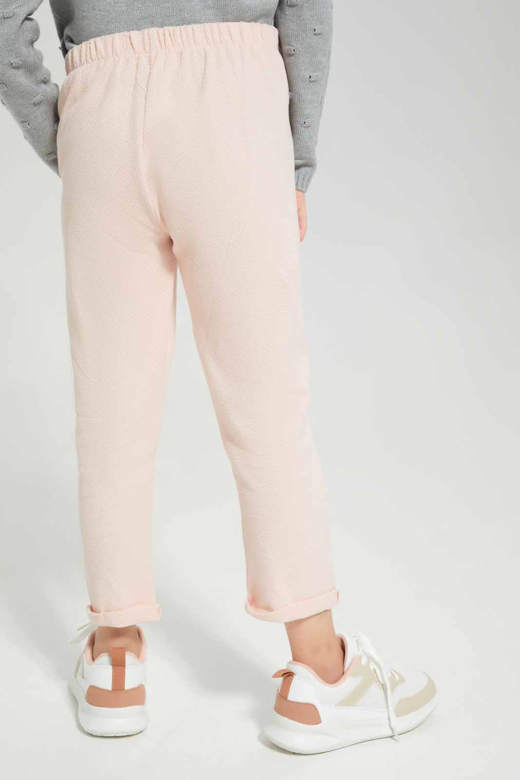 Redtag-Pale-Pink-Textured-Active-Pant-Category:Joggers,-Colour:Apricot,-Deals:New-In,-Filter:Girls-(2-to-8-Yrs),-GIR-Joggers,-New-In-GIR-APL,-Non-Sale,-Section:Girls-(0-to-14Yrs),-W22A-Girls-2 to 8 Years