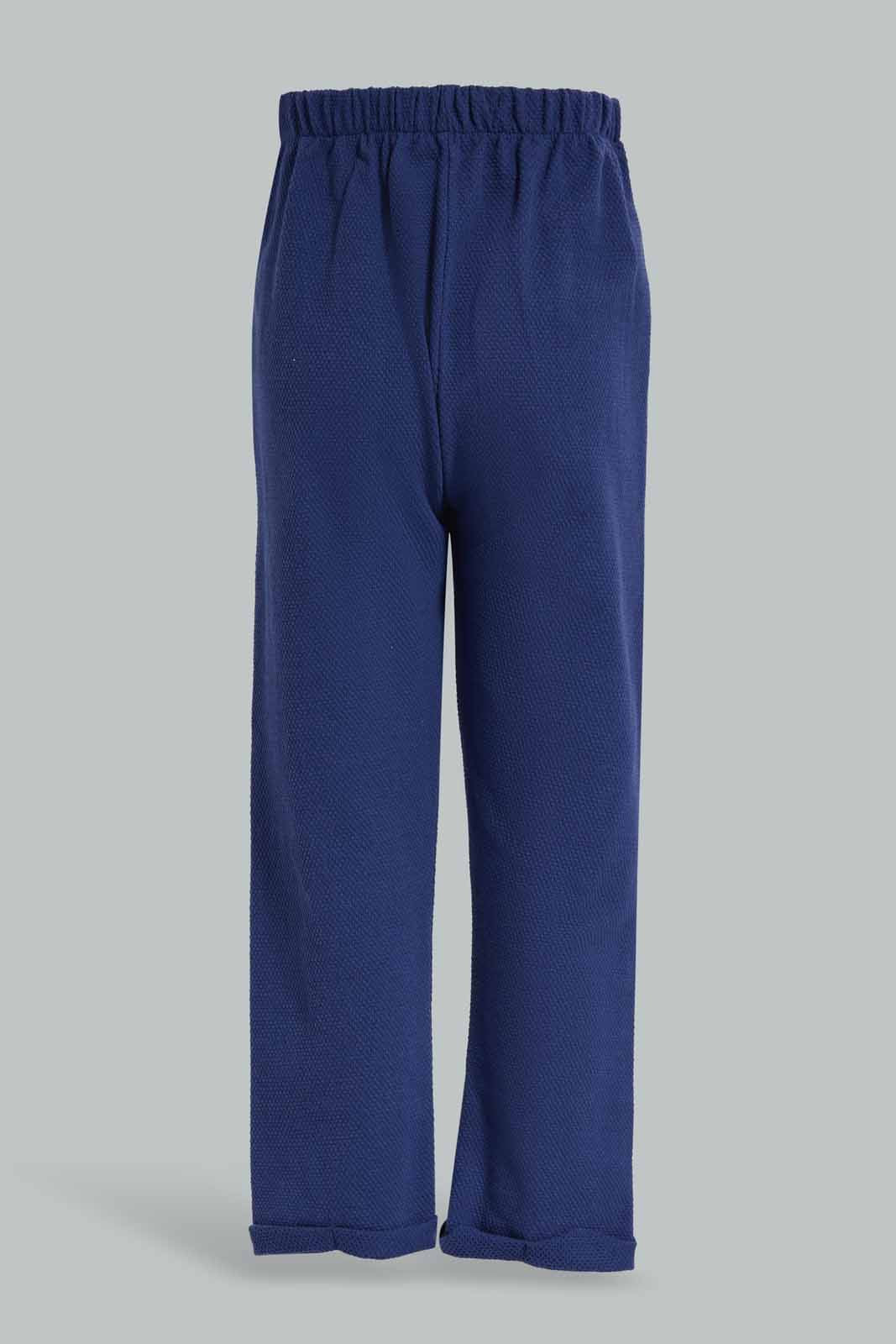 Redtag-Blue-Textured-Active-Pant-Category:Joggers,-Colour:Blue,-Deals:New-In,-Dept:Girls,-Filter:Girls-(2-to-8-Yrs),-GIR-Joggers,-New-In-GIR-APL,-Non-Sale,-Section:Girls-(0-to-14Yrs),-W22A-Girls-2 to 8 Years