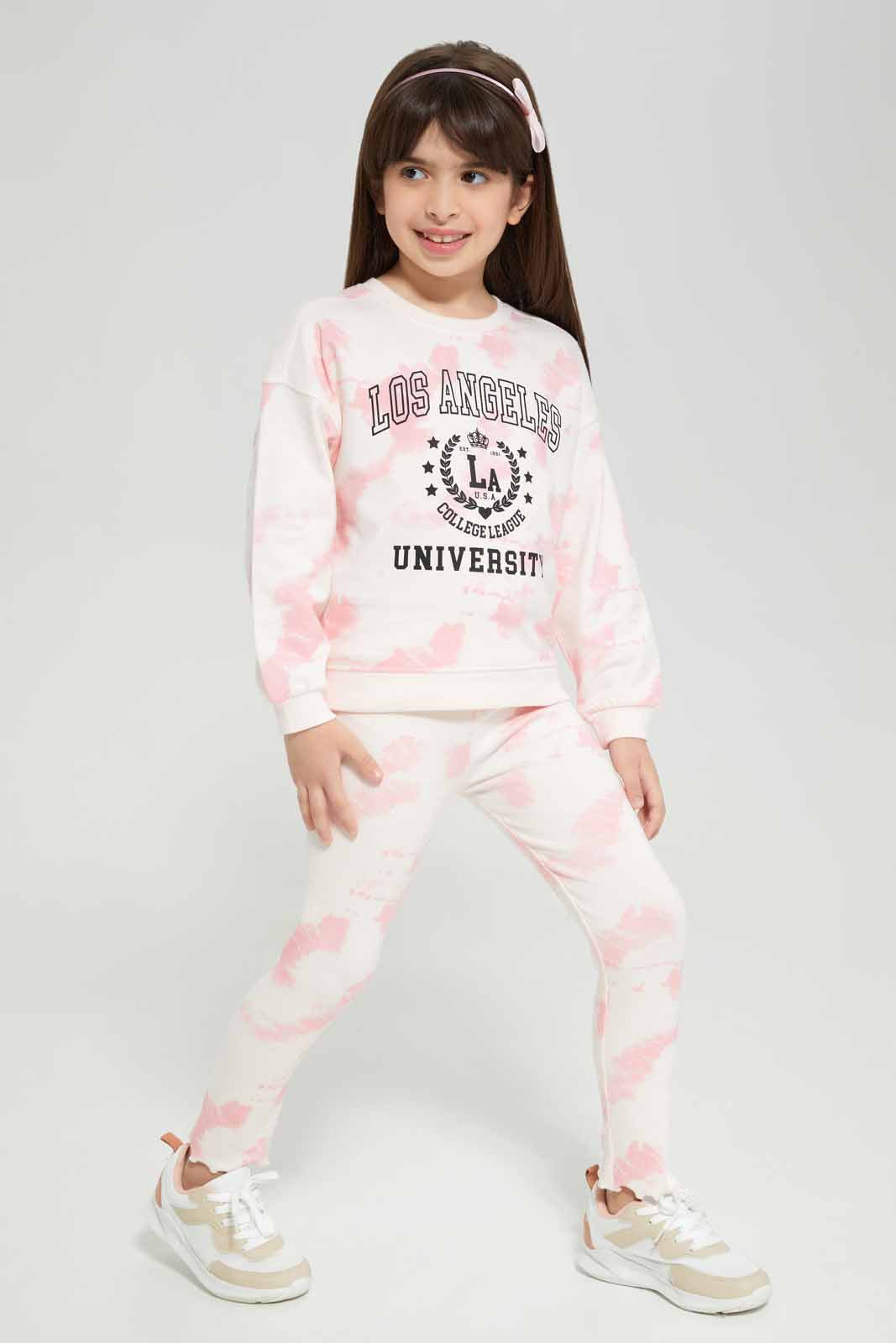 Redtag-Pink-Loungewear-Active-Top---Pink-Tie-Dye-Category:Sweatshirts,-Colour:Apricot,-Deals:New-In,-Filter:Girls-(2-to-8-Yrs),-GIR-Sweatshirts,-New-In-GIR-APL,-Non-Sale,-Section:Girls-(0-to-14Yrs),-W22B-Girls-2 to 8 Years
