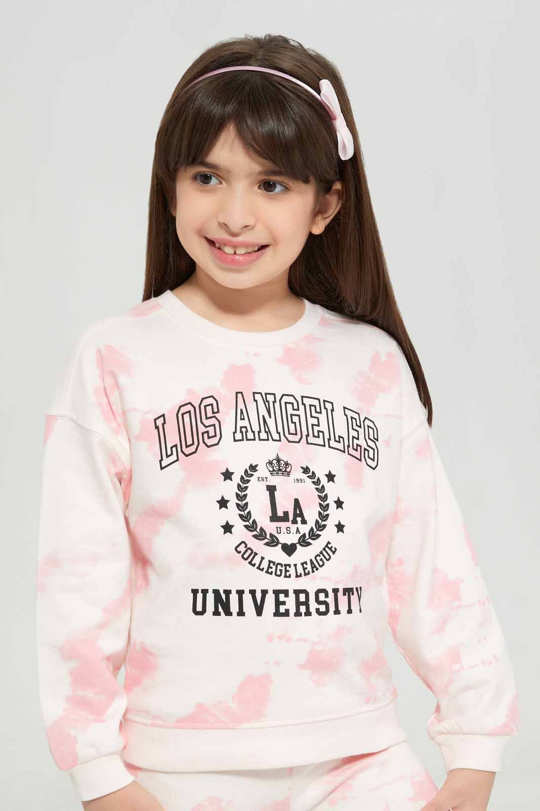 Redtag-Pink-Loungewear-Active-Top---Pink-Tie-Dye-Category:Sweatshirts,-Colour:Apricot,-Deals:New-In,-Filter:Girls-(2-to-8-Yrs),-GIR-Sweatshirts,-New-In-GIR-APL,-Non-Sale,-Section:Girls-(0-to-14Yrs),-W22B-Girls-2 to 8 Years