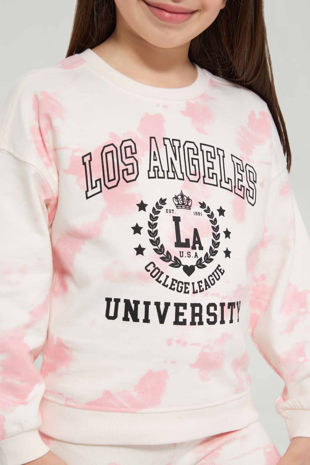 Redtag-Pink-Loungewear-Active-Top---Pink-Tie-Dye-Category:Sweatshirts,-Colour:Apricot,-Deals:New-In,-Filter:Girls-(2-to-8-Yrs),-GIR-Sweatshirts,-New-In-GIR-APL,-Non-Sale,-Section:Girls-(0-to-14Yrs),-W22B-Girls-2 to 8 Years