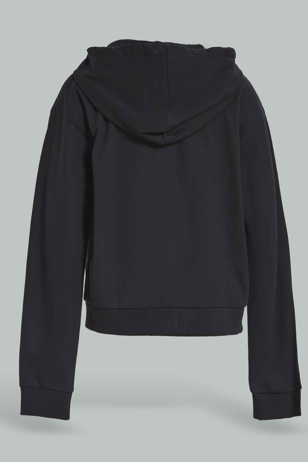 Redtag-Black-Hoody-Zipper-Front-Category:Sweatshirts,-Colour:Black,-Deals:New-In,-Dept:Girls,-Filter:Senior-Girls-(8-to-14-Yrs),-GSR-Sweatshirts,-New-In-GSR-APL,-Non-Sale,-Section:Girls-(0-to-14Yrs),-W22B-Senior-Girls-9 to 14 Years