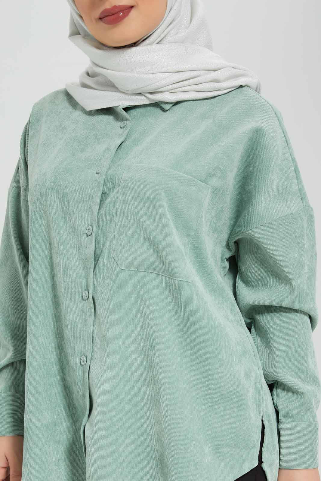 Redtag-Mint-Suede-Long-Sleeve-Shirt-Category:Blouses,-Colour:Mint,-Deals:New-In,-Filter:Women's-Clothing,-LMC,-Modest,-New-In-Women-APL,-Non-Sale,-Section:Women,-W22B,-Women-Blouses--