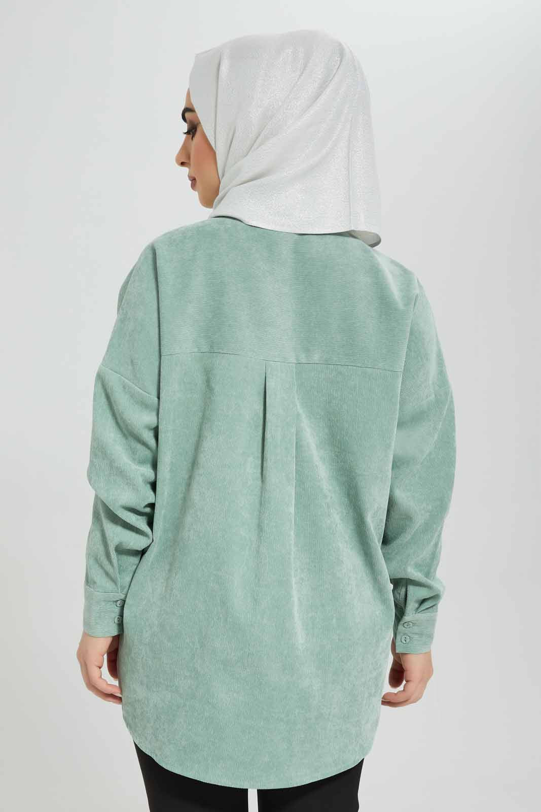 Redtag-Mint-Suede-Long-Sleeve-Shirt-Category:Blouses,-Colour:Mint,-Deals:New-In,-Filter:Women's-Clothing,-LMC,-Modest,-New-In-Women-APL,-Non-Sale,-Section:Women,-W22B,-Women-Blouses--