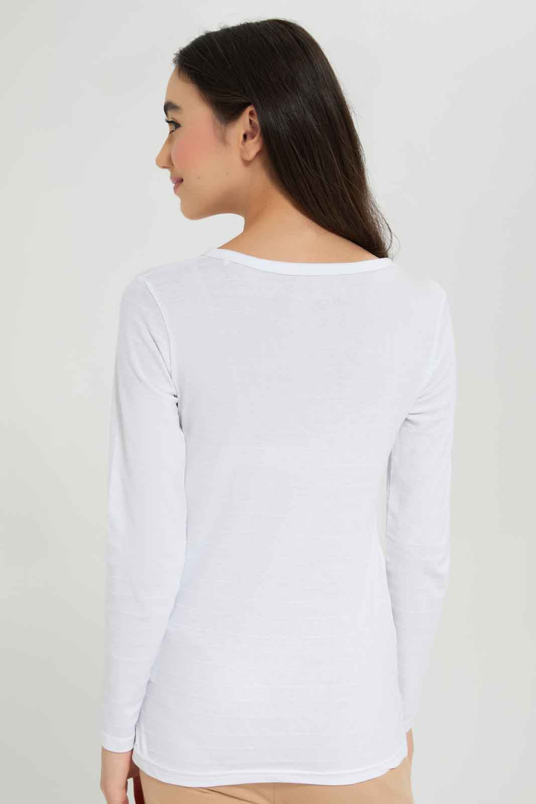 Redtag-White-L/s-Jacuard-Top-BTS,-Category:T-Shirts,-Colour:White,-Deals:New-In,-Dept:Girls,-Filter:Senior-Girls-(8-to-14-Yrs),-GSR-T-Shirts,-New-In-GSR-APL,-Non-Sale,-Section:Girls-(0-to-14Yrs),-TBL,-W22B-Senior-Girls-9 to 14 Years