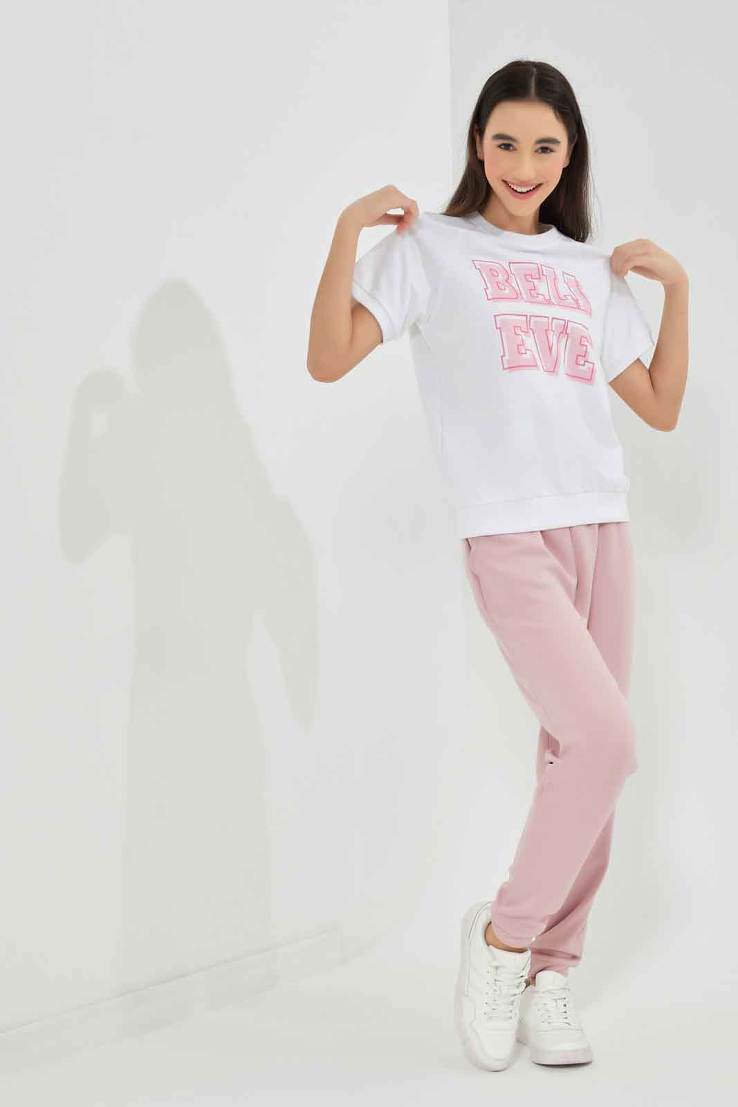 Redtag-Girls-White-S/S-Sporty-Top-BTS,-Category:T-Shirts,-Colour:White,-Deals:New-In,-Dept:Girls,-Filter:Senior-Girls-(8-to-14-Yrs),-GSR-T-Shirts,-New-In-GSR-APL,-Non-Sale,-Section:Girls-(0-to-14Yrs),-TBL,-W22B-Senior-Girls-9 to 14 Years