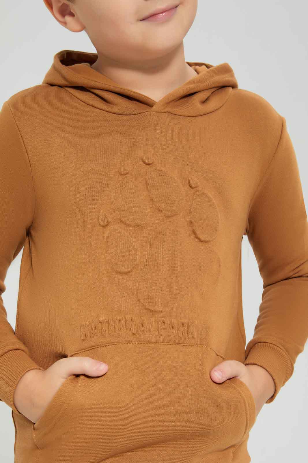 Redtag-Boys-Brown-Embosed-Hooded-Sweatshirt-BOY-Sweatshirts,-Category:Sweatshirts,-Colour:Brown,-Deals:New-In,-Dept:Boys,-Filter:Boys-(2-to-8-Yrs),-New-In-BOY-APL,-Non-Sale,-Section:Boys-(0-to-14Yrs),-W22B-Boys-2 to 8 Years