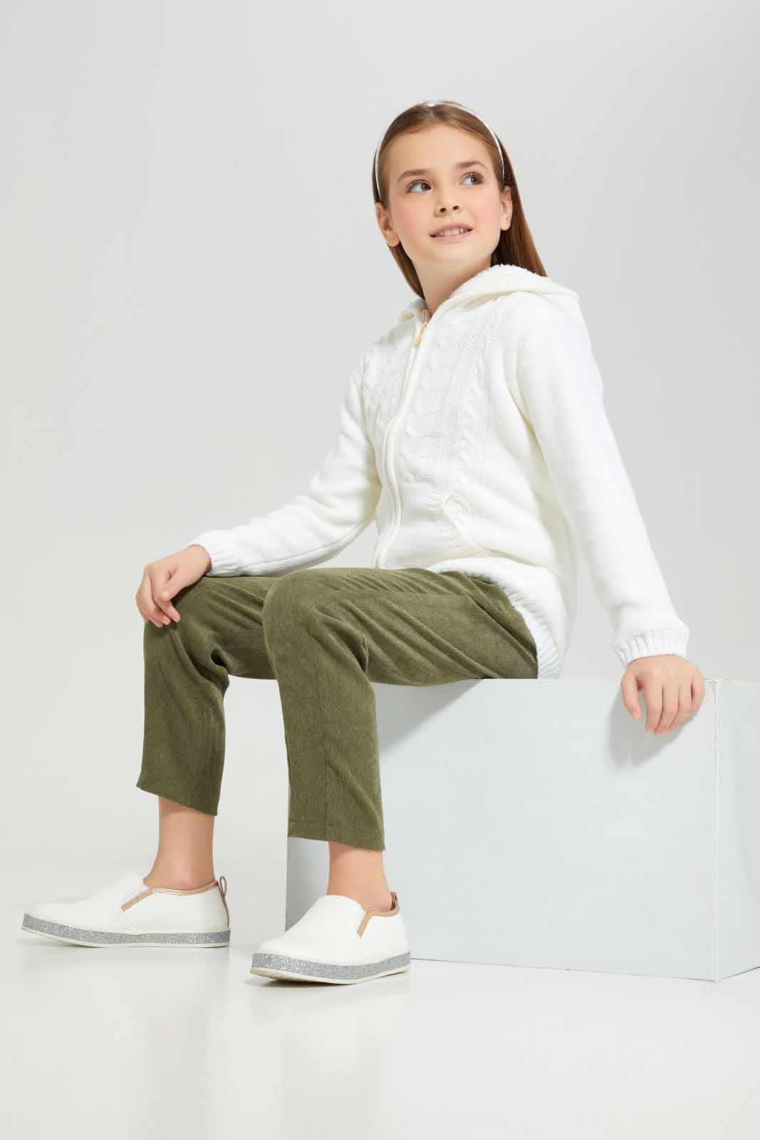 Redtag-Girls-Olive-Corduroy-Trouser-Category:Trousers,-Colour:Olive,-Deals:New-In,-Filter:Girls-(2-to-8-Yrs),-GIR-Trousers,-New-In-GIR-APL,-Non-Sale,-Section:Girls-(0-to-14Yrs),-W22B-Girls-2 to 8 Years