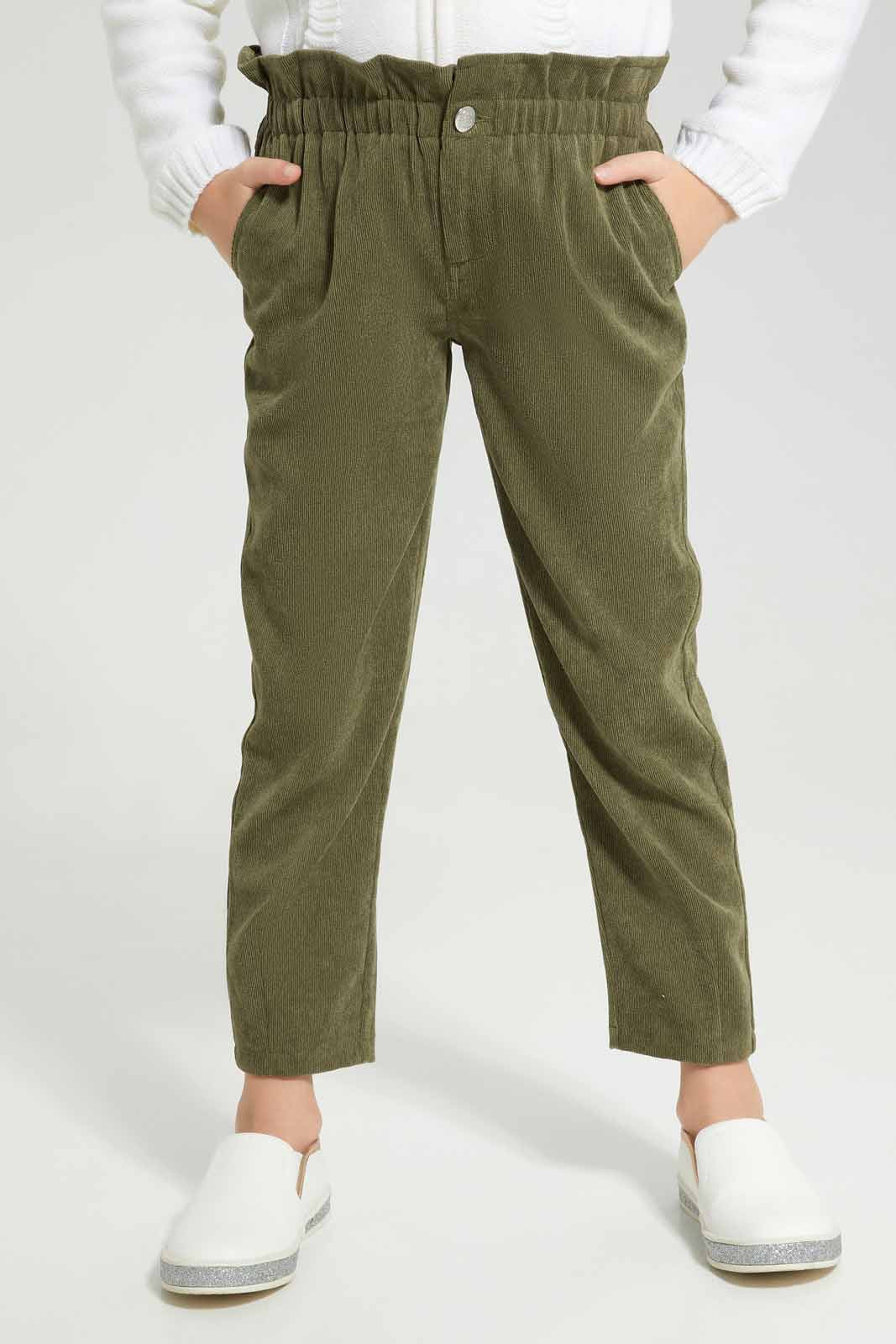 Redtag-Girls-Olive-Corduroy-Trouser-Category:Trousers,-Colour:Olive,-Deals:New-In,-Filter:Girls-(2-to-8-Yrs),-GIR-Trousers,-New-In-GIR-APL,-Non-Sale,-Section:Girls-(0-to-14Yrs),-W22B-Girls-2 to 8 Years