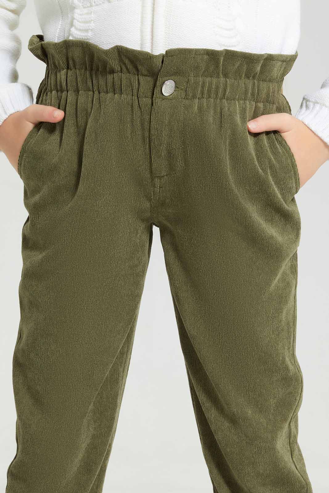 Redtag-Girls-Olive-Corduroy-Trouser-Category:Trousers,-Colour:Olive,-Deals:New-In,-Filter:Girls-(2-to-8-Yrs),-GIR-Trousers,-New-In-GIR-APL,-Non-Sale,-Section:Girls-(0-to-14Yrs),-W22B-Girls-2 to 8 Years