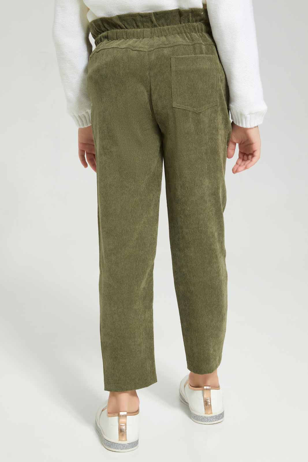 Redtag-Girls-Olive-Corduroy-Trouser-Category:Trousers,-Colour:Olive,-Deals:New-In,-Filter:Girls-(2-to-8-Yrs),-GIR-Trousers,-New-In-GIR-APL,-Non-Sale,-Section:Girls-(0-to-14Yrs),-W22B-Girls-2 to 8 Years
