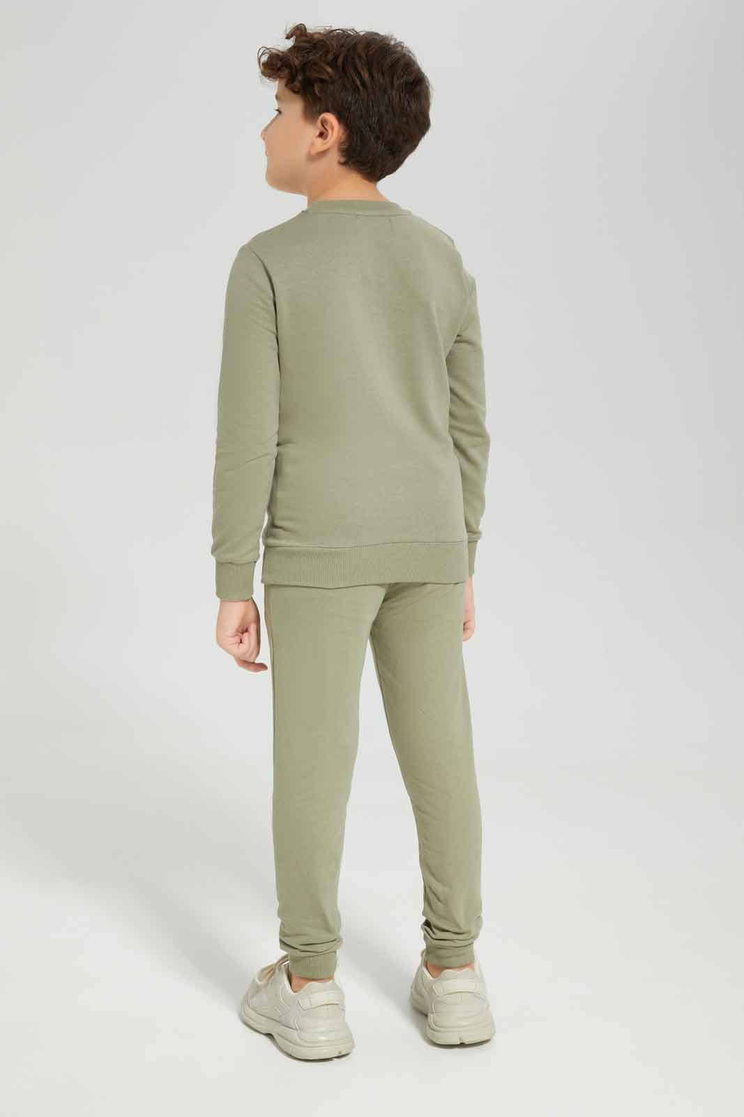 Redtag-Boys-Green-Crew-Neck-Sweatshirt-With-Print-Jog-Pant-BOY-Jog-Sets,-Category:Jog-Sets,-Colour:Green,-Deals:New-In,-Dept:Boys,-Filter:Boys-(2-to-8-Yrs),-New-In-BOY-APL,-Non-Sale,-Section:Boys-(0-to-14Yrs),-W22B-Boys-2 to 8 Years