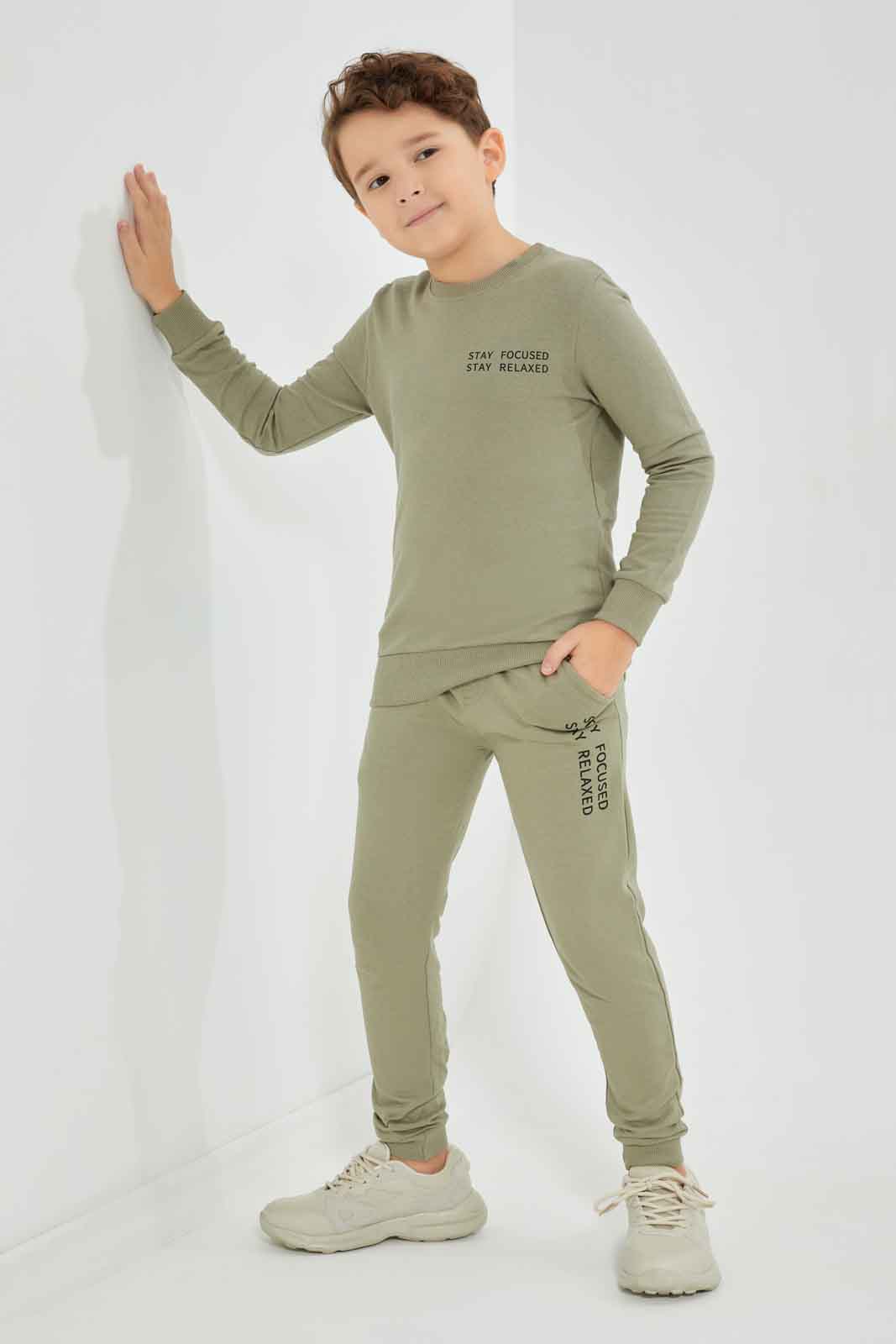 Redtag-Boys-Green-Crew-Neck-Sweatshirt-With-Print-Jog-Pant-BOY-Jog-Sets,-Category:Jog-Sets,-Colour:Green,-Deals:New-In,-Dept:Boys,-Filter:Boys-(2-to-8-Yrs),-New-In-BOY-APL,-Non-Sale,-Section:Boys-(0-to-14Yrs),-W22B-Boys-2 to 8 Years