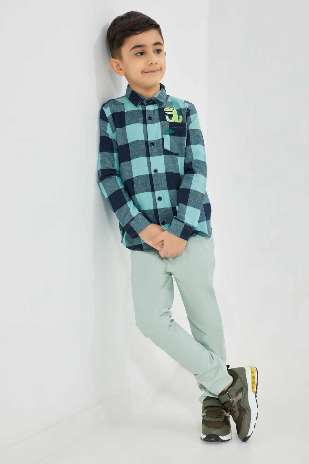 Redtag-Boys-Mint-Flannel-Applique-Long-Sleeve-Shirt-BOY-Shirts,-Category:Shirts,-Colour:Mint,-Deals:New-In,-Filter:Boys-(2-to-8-Yrs),-New-In-BOY-APL,-Non-Sale,-Section:Boys-(0-to-14Yrs),-W22B-Boys-2 to 8 Years