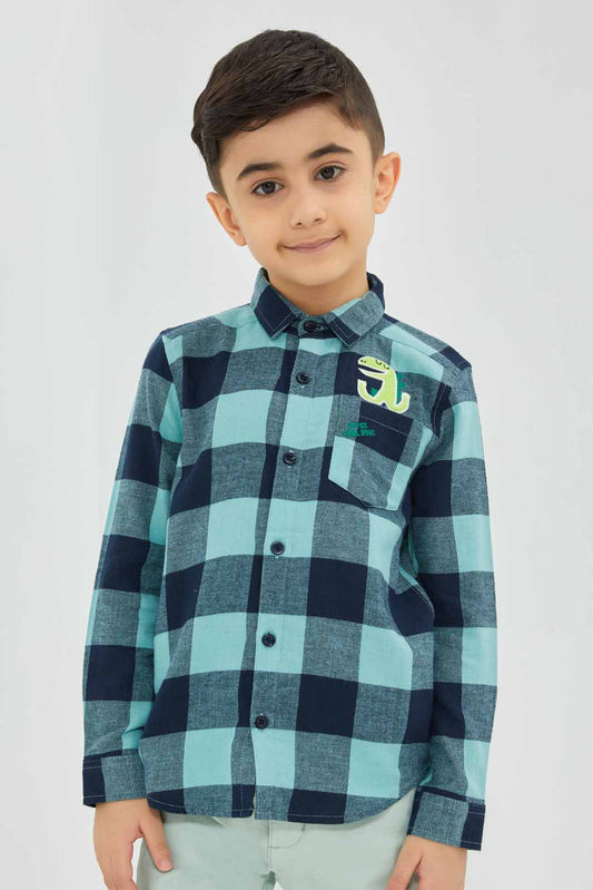 Redtag-Boys-Mint-Flannel-Applique-Long-Sleeve-Shirt-BOY-Shirts,-Category:Shirts,-Colour:Mint,-Deals:New-In,-Filter:Boys-(2-to-8-Yrs),-New-In-BOY-APL,-Non-Sale,-Section:Boys-(0-to-14Yrs),-W22B-Boys-2 to 8 Years