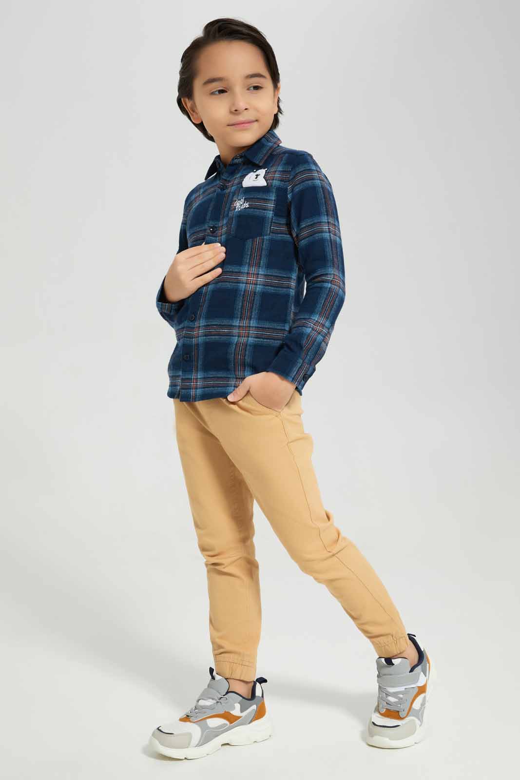 Redtag-Boys-Navy-Flannel-Applique-Long-Sleeve-Shirt-BOY-Shirts,-Category:Shirts,-Colour:Navy,-Deals:New-In,-Filter:Boys-(2-to-8-Yrs),-New-In-BOY-APL,-Non-Sale,-Section:Boys-(0-to-14Yrs),-W22B-Boys-2 to 8 Years