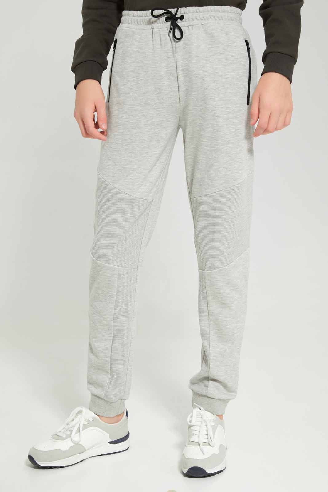 Redtag-Boys-Grey-Mel-Biker-Knee-Active-Pants-With-Zip-BSR-Joggers,-Category:Joggers,-Colour:Grey,-Deals:New-In,-Dept:Boys,-Filter:Senior-Boys-(8-to-14-Yrs),-New-In-BSR-APL,-Non-Sale,-Section:Boys-(0-to-14Yrs),-W22B-Senior-Boys-9 to 14 Years