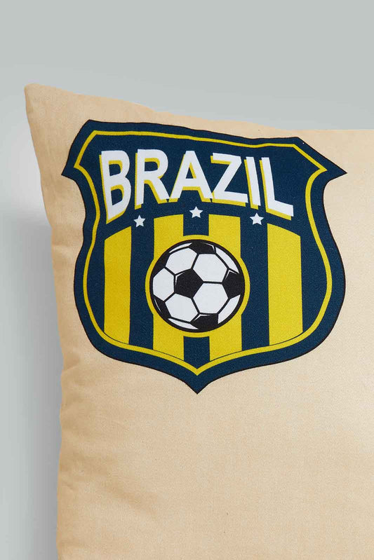Redtag-Beige-Brazil-Fifa-Cushion-Category:Cushions,-Colour:Beige,-Deals:New-In,-Filter:Home-Bedroom,-HMW-BED-Cushions,-New-In-HMW-BED,-Non-Sale,-Section:Homewares,-W22B-Home-Bedroom-