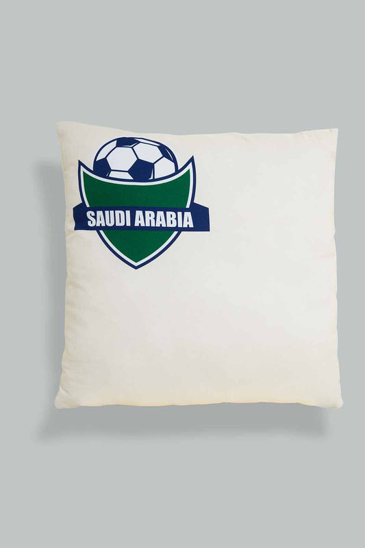Redtag-Ivory-Saudi-Arabia-Fifa-Cushion-Category:Cushions,-Colour:Ivory,-Deals:New-In,-Filter:Home-Bedroom,-HMW-BED-Cushions,-New-In-HMW-BED,-Non-Sale,-Section:Homewares,-W22B-Home-Bedroom-