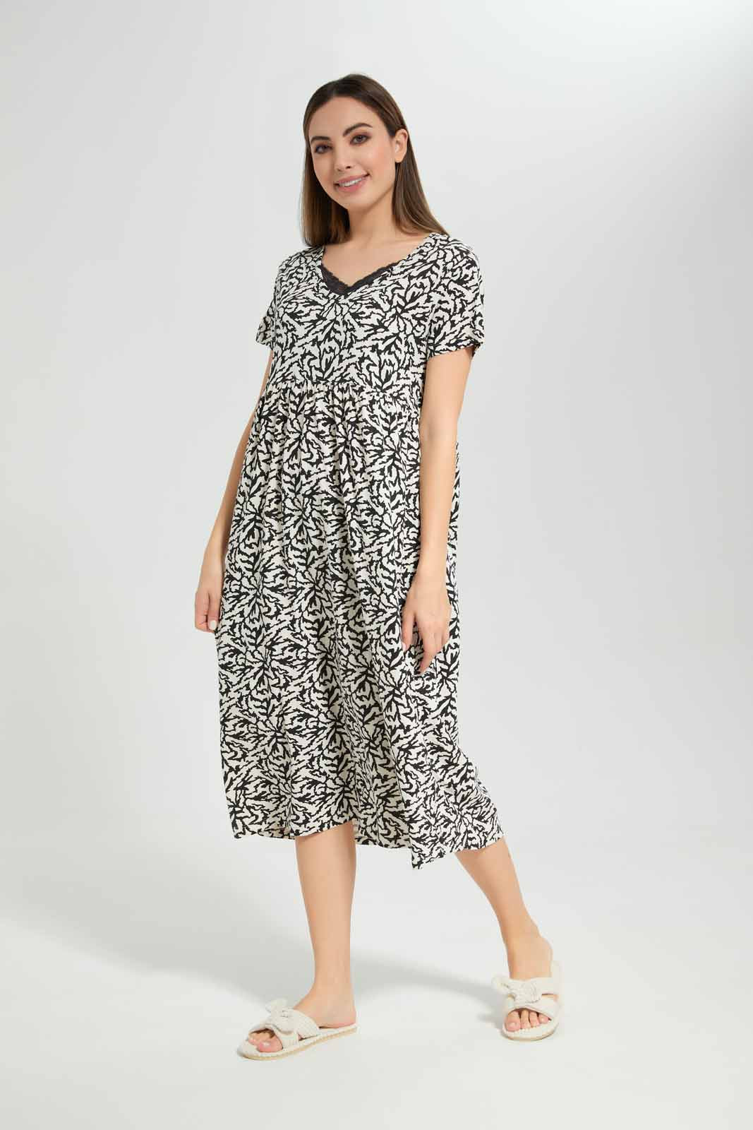 Redtag-Women-Assorted-Women-Short-Sleeve-Aop-Nightgown-Category:Nightgowns,-Colour:Assorted,-Deals:New-In,-Filter:Women's-Clothing,-New-In-Women-APL,-Non-Sale,-Section:Women,-W22B,-Women-Nightgowns--