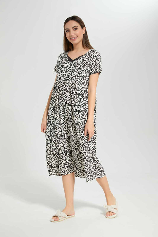 Redtag-Women-Assorted-Women-Short-Sleeve-Aop-Nightgown-Category:Nightgowns,-Colour:Assorted,-Deals:New-In,-Filter:Women's-Clothing,-New-In-Women-APL,-Non-Sale,-Section:Women,-W22B,-Women-Nightgowns--