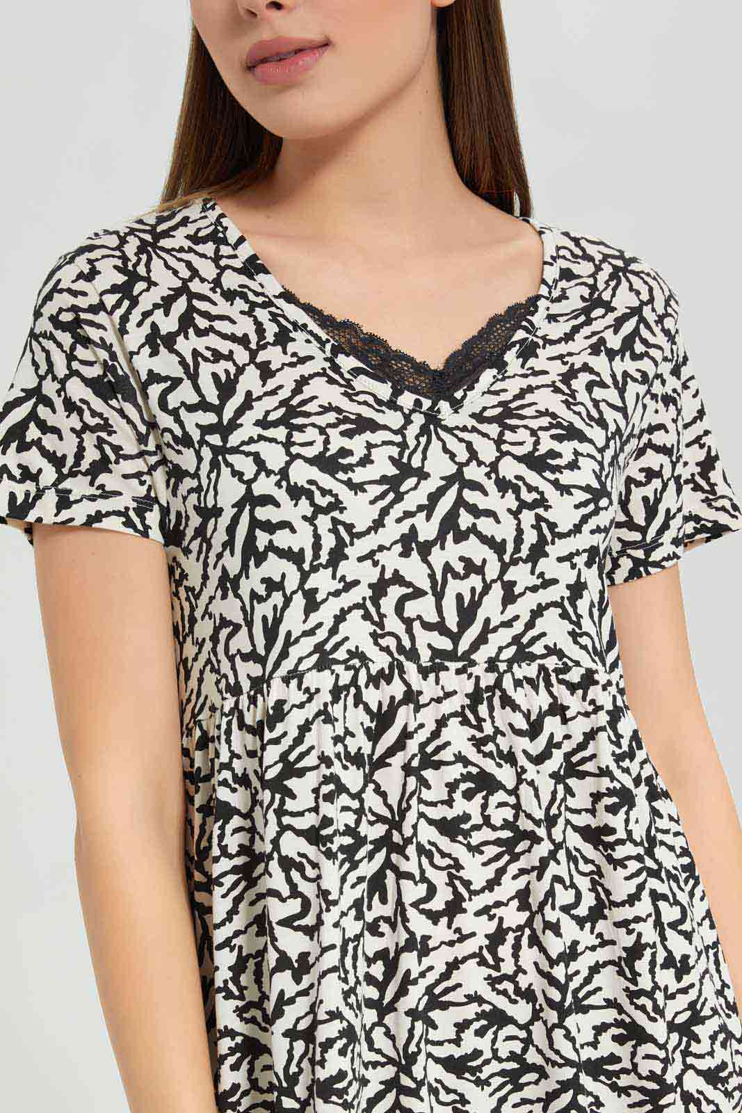 Redtag-Women-Assorted-Women-Short-Sleeve-Aop-Nightgown-Category:Nightgowns,-Colour:Assorted,-Deals:New-In,-Filter:Women's-Clothing,-New-In-Women-APL,-Non-Sale,-Section:Women,-W22B,-Women-Nightgowns--