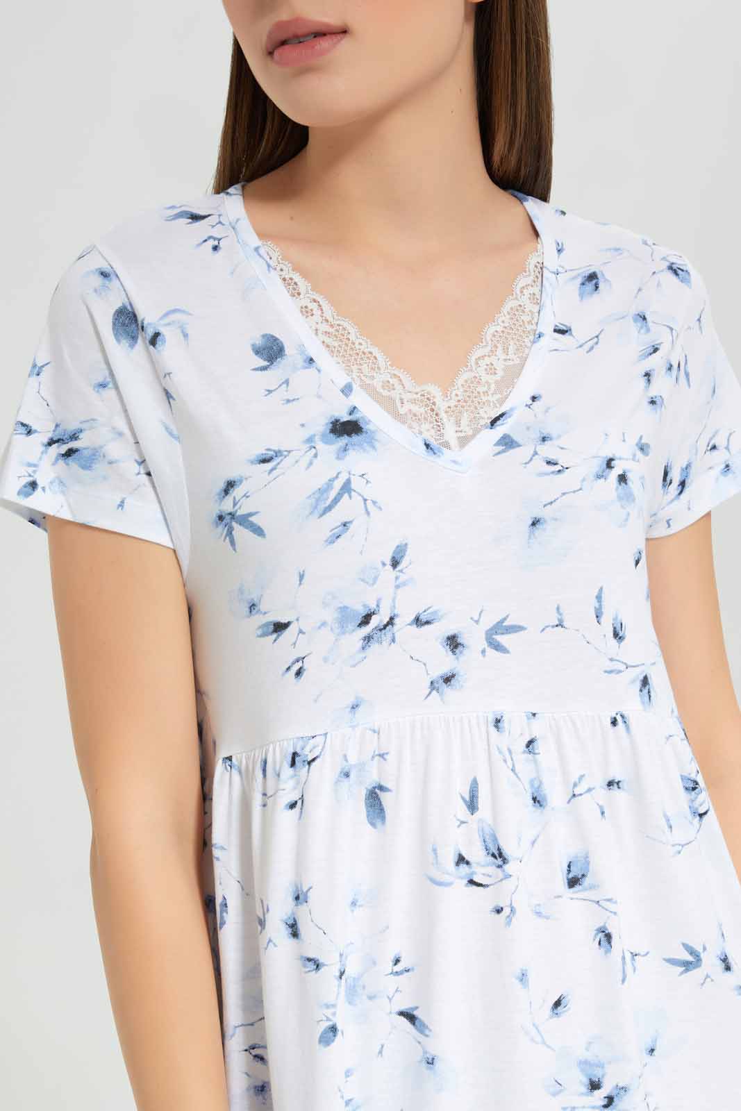 Redtag-Women-White-Women-Short-Sleeve-Aop-Nightgown-Category:Nightgowns,-Colour:Assorted,-Deals:New-In,-Filter:Women's-Clothing,-New-In-Women-APL,-Non-Sale,-Section:Women,-W22B,-Women-Nightgowns--