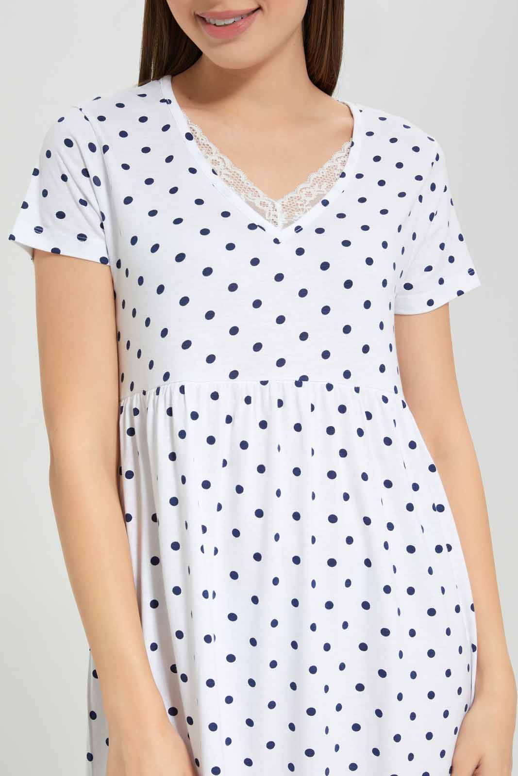 Redtag-Women-White-Women-Short-Sleeve-Aop-Nightgown-Category:Nightgowns,-Colour:Assorted,-Deals:New-In,-Filter:Women's-Clothing,-New-In-Women-APL,-Non-Sale,-Section:Women,-W22B,-Women-Nightgowns--