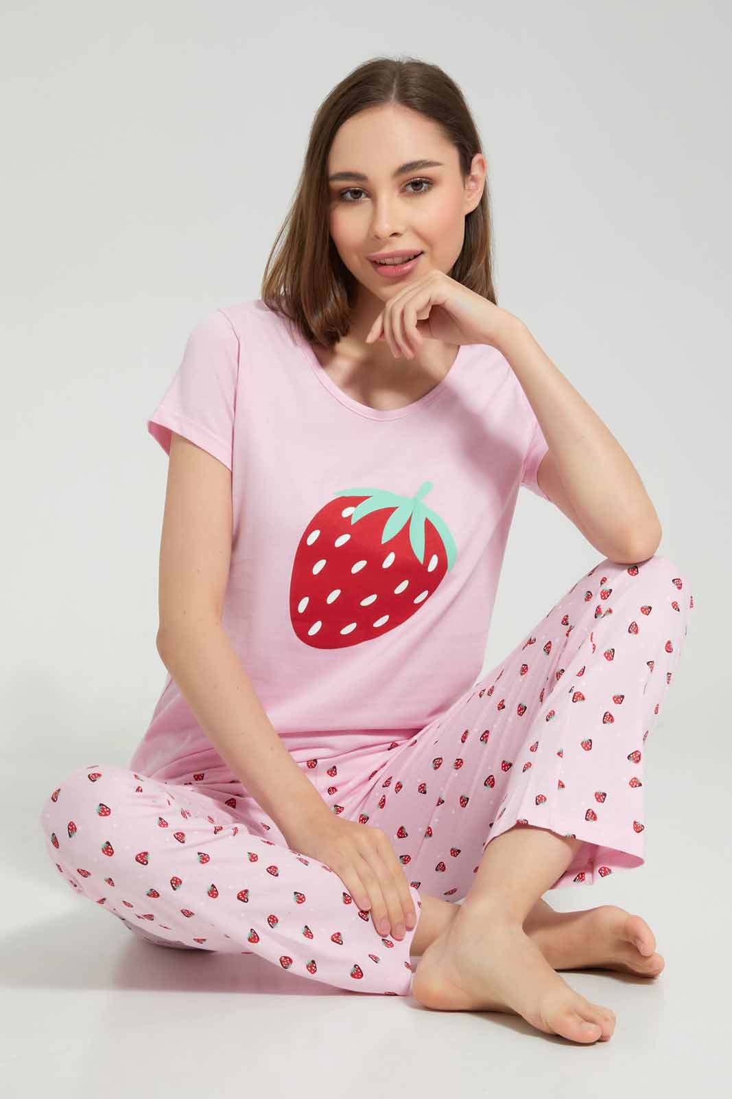 Redtag-Women-Pink-Ladies-Aop-Pj-With-Vest-Category:Pyjama-Sets,-Colour:Apricot,-Deals:New-In,-Filter:Women's-Clothing,-New-In-Women-APL,-Non-Sale,-Section:Women,-TBL,-W22A,-Women-Pyjama-Sets--