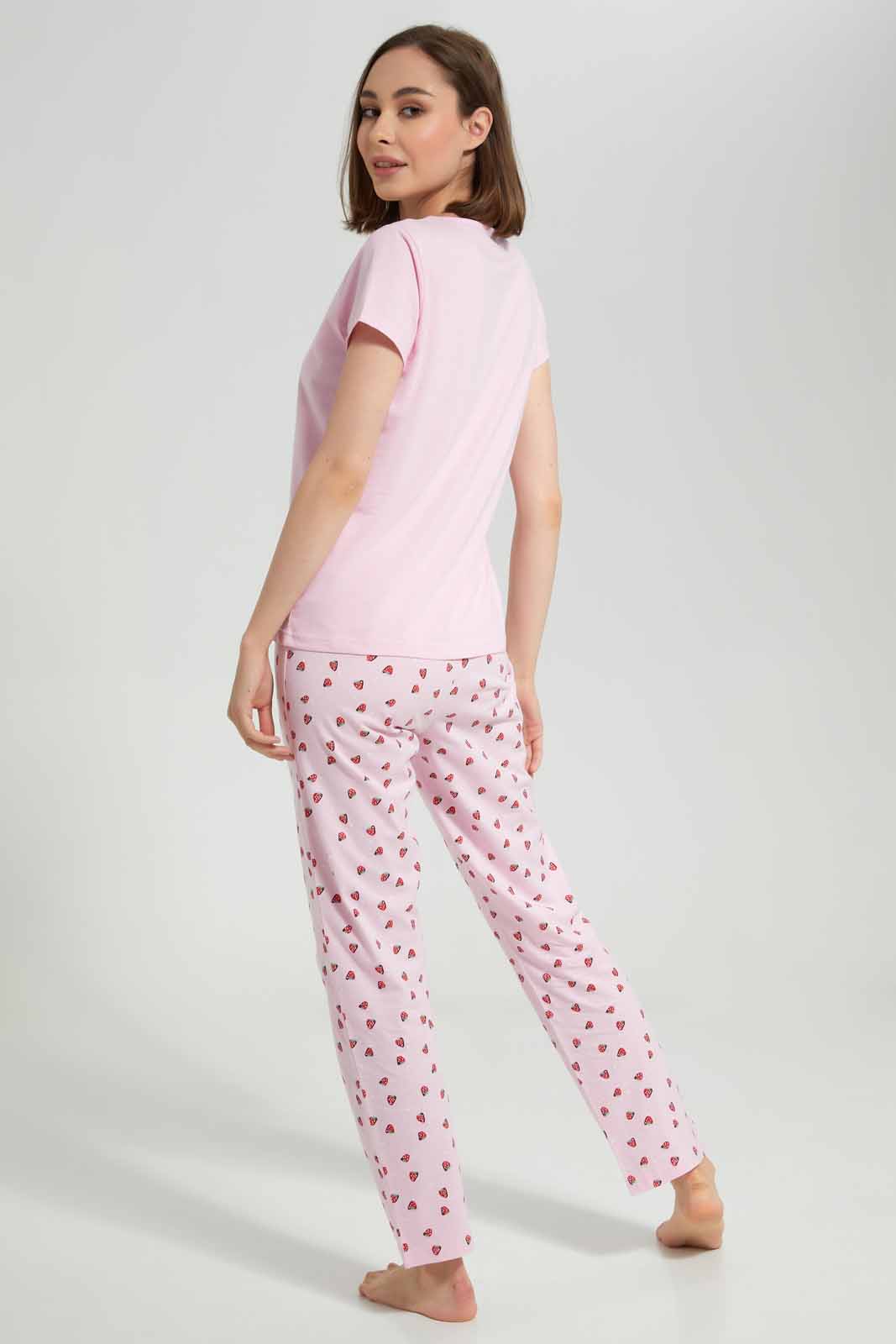 Redtag-Women-Pink-Ladies-Aop-Pj-With-Vest-Category:Pyjama-Sets,-Colour:Apricot,-Deals:New-In,-Filter:Women's-Clothing,-New-In-Women-APL,-Non-Sale,-Section:Women,-TBL,-W22A,-Women-Pyjama-Sets--