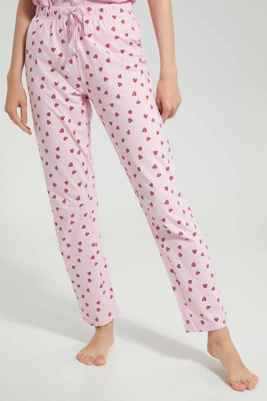 Redtag-Women-Pink-Ladies-Aop-Pj-With-Vest-Category:Pyjama-Sets,-Colour:Apricot,-Deals:New-In,-Filter:Women's-Clothing,-New-In-Women-APL,-Non-Sale,-Section:Women,-TBL,-W22A,-Women-Pyjama-Sets--