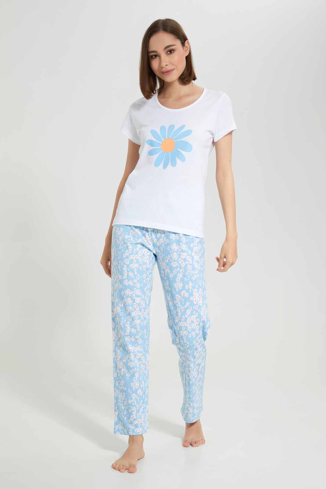 Redtag-Women-White-Ladies-Aop-Pj-With-Vest-Category:Pyjama-Sets,-Colour:White,-Deals:New-In,-Filter:Women's-Clothing,-New-In-Women-APL,-Non-Sale,-Section:Women,-TBL,-W22A,-Women-Pyjama-Sets--