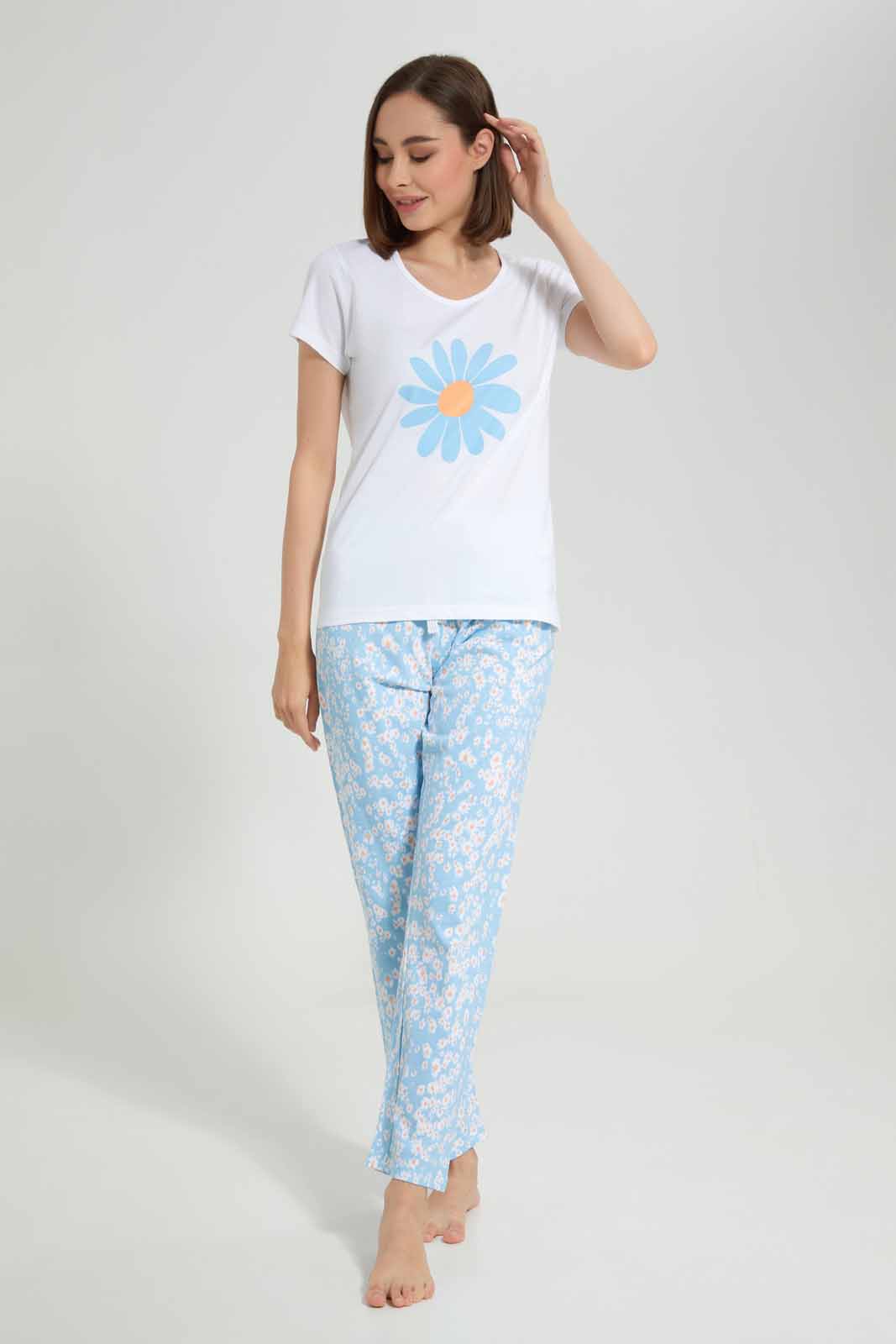 Redtag-Women-White-Ladies-Aop-Pj-With-Vest-Category:Pyjama-Sets,-Colour:White,-Deals:New-In,-Filter:Women's-Clothing,-New-In-Women-APL,-Non-Sale,-Section:Women,-TBL,-W22A,-Women-Pyjama-Sets--