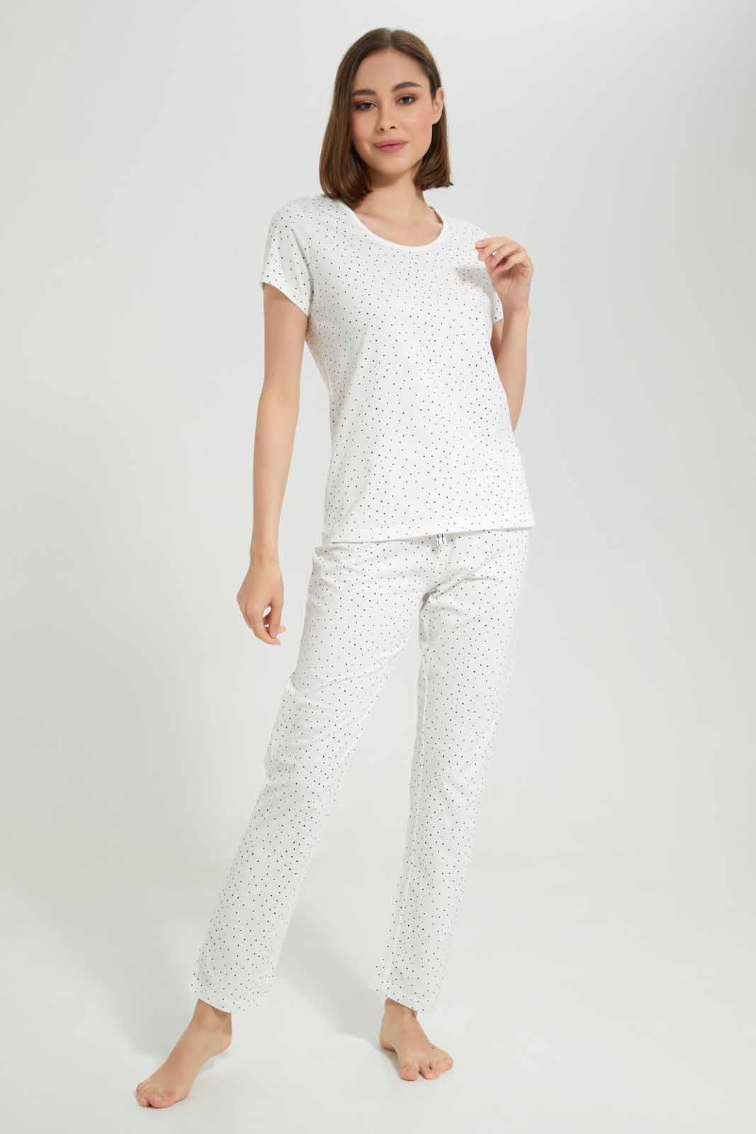 Redtag-Women-Off-White-Ladies-Aop-Pj-With-Vest-Category:Pyjama-Sets,-Colour:White,-Deals:New-In,-Filter:Women's-Clothing,-New-In-Women-APL,-Non-Sale,-Section:Women,-TBL,-W22A,-Women-Pyjama-Sets--