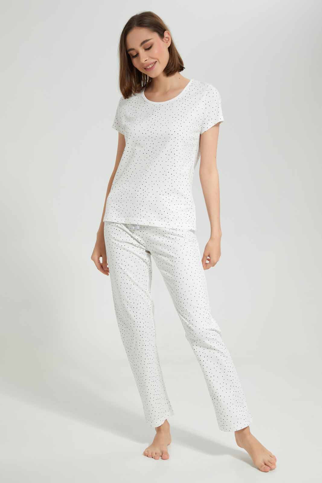 Redtag-Women-Off-White-Ladies-Aop-Pj-With-Vest-Category:Pyjama-Sets,-Colour:White,-Deals:New-In,-Filter:Women's-Clothing,-New-In-Women-APL,-Non-Sale,-Section:Women,-TBL,-W22A,-Women-Pyjama-Sets--
