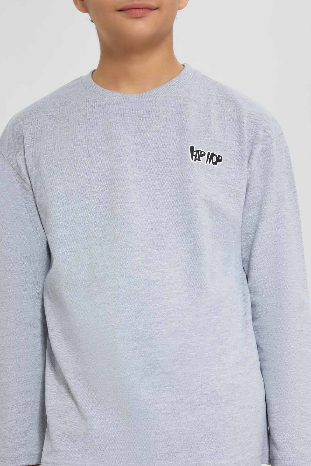 Redtag-Boys-Grey-Mel-Pique-Oversize-Sweatshirt-BSR-Sweatshirts,-Category:Sweatshirts,-Colour:Grey,-Deals:New-In,-Filter:Senior-Boys-(8-to-14-Yrs),-New-In-BSR-APL,-Non-Sale,-Section:Boys-(0-to-14Yrs),-TBL,-W22B-Senior-Boys-9 to 14 Years