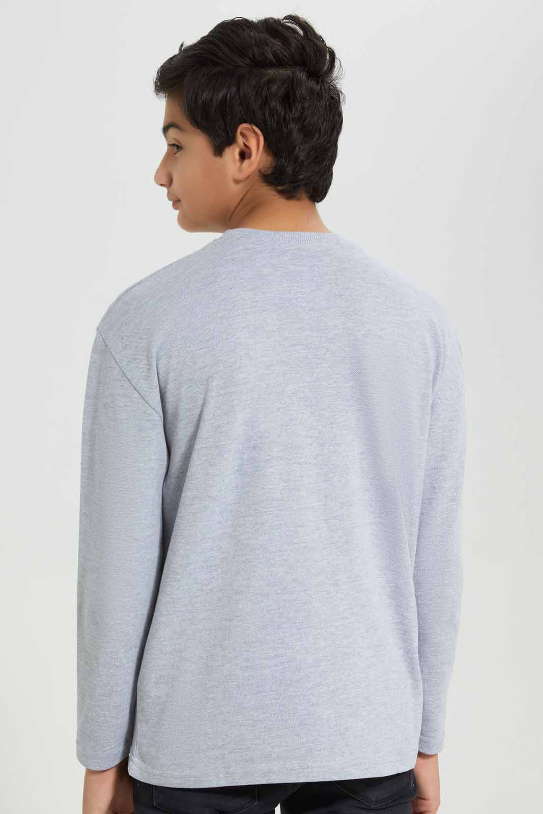 Redtag-Boys-Grey-Mel-Pique-Oversize-Sweatshirt-BSR-Sweatshirts,-Category:Sweatshirts,-Colour:Grey,-Deals:New-In,-Filter:Senior-Boys-(8-to-14-Yrs),-New-In-BSR-APL,-Non-Sale,-Section:Boys-(0-to-14Yrs),-TBL,-W22B-Senior-Boys-9 to 14 Years