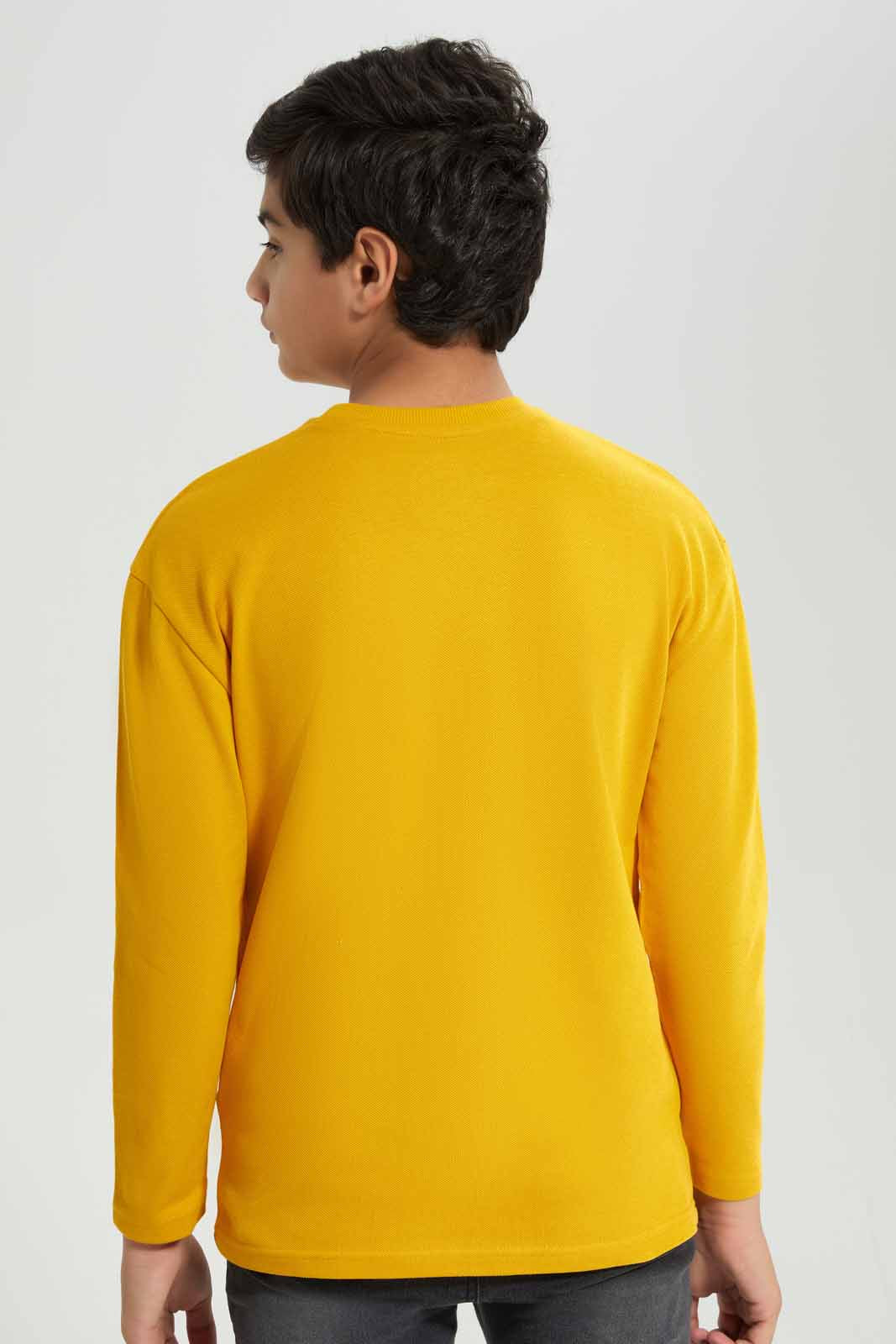 Redtag-Boys-Mustard-Pique-Oversize-Sweatshirt-BSR-Sweatshirts,-Category:Sweatshirts,-Colour:Mustard,-Deals:New-In,-Filter:Senior-Boys-(8-to-14-Yrs),-New-In-BSR-APL,-Non-Sale,-Section:Boys-(0-to-14Yrs),-TBL,-W22B-Senior-Boys-9 to 14 Years