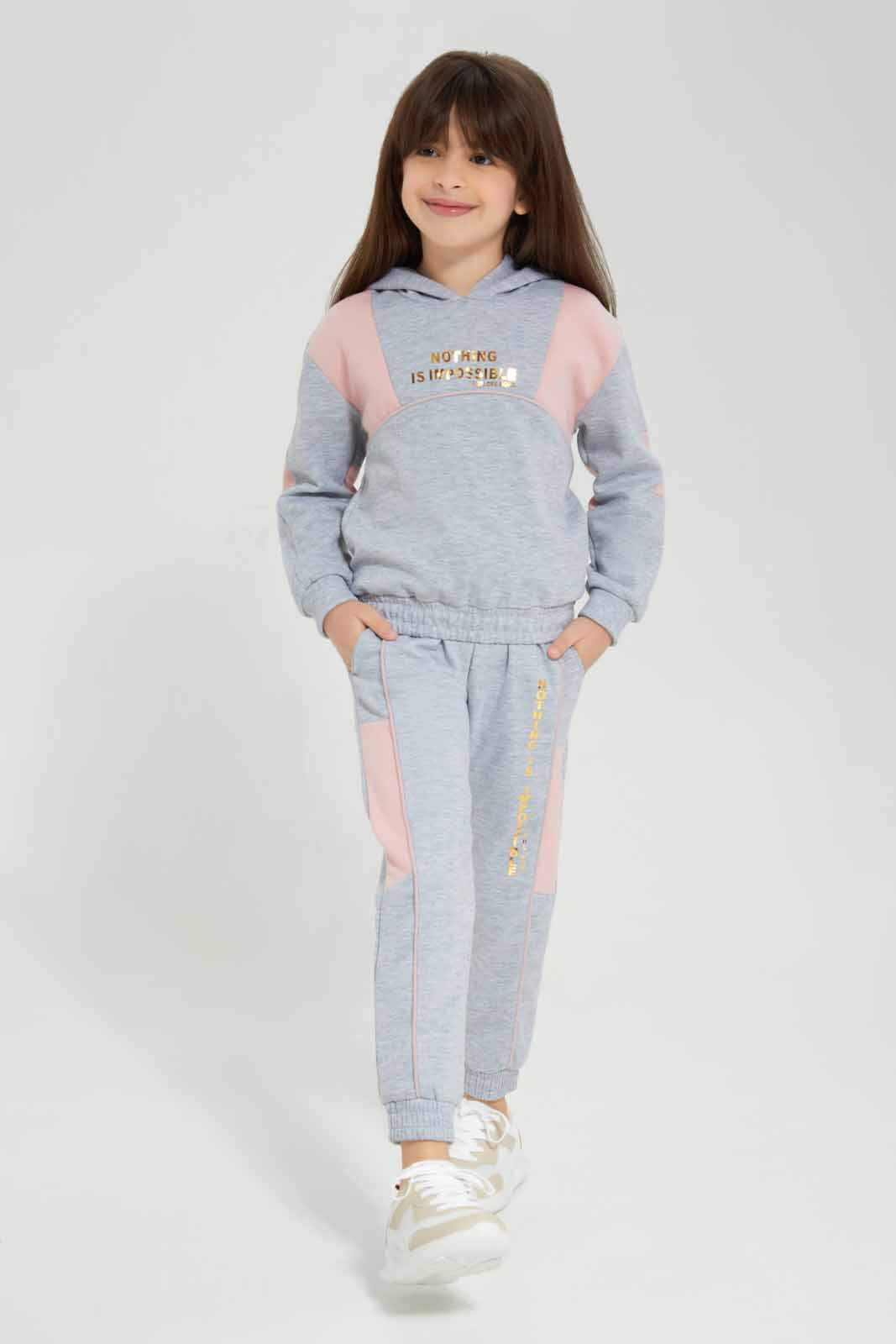 Redtag-Girls-Grey-&-Pink-Jogsuit-Category:Jog-Sets,-Colour:Grey,-Deals:New-In,-Filter:Girls-(2-to-8-Yrs),-GIR-Jog-Sets,-New-In-GIR-APL,-Non-Sale,-Section:Girls-(0-to-14Yrs),-W22B-Girls-2 to 8 Years