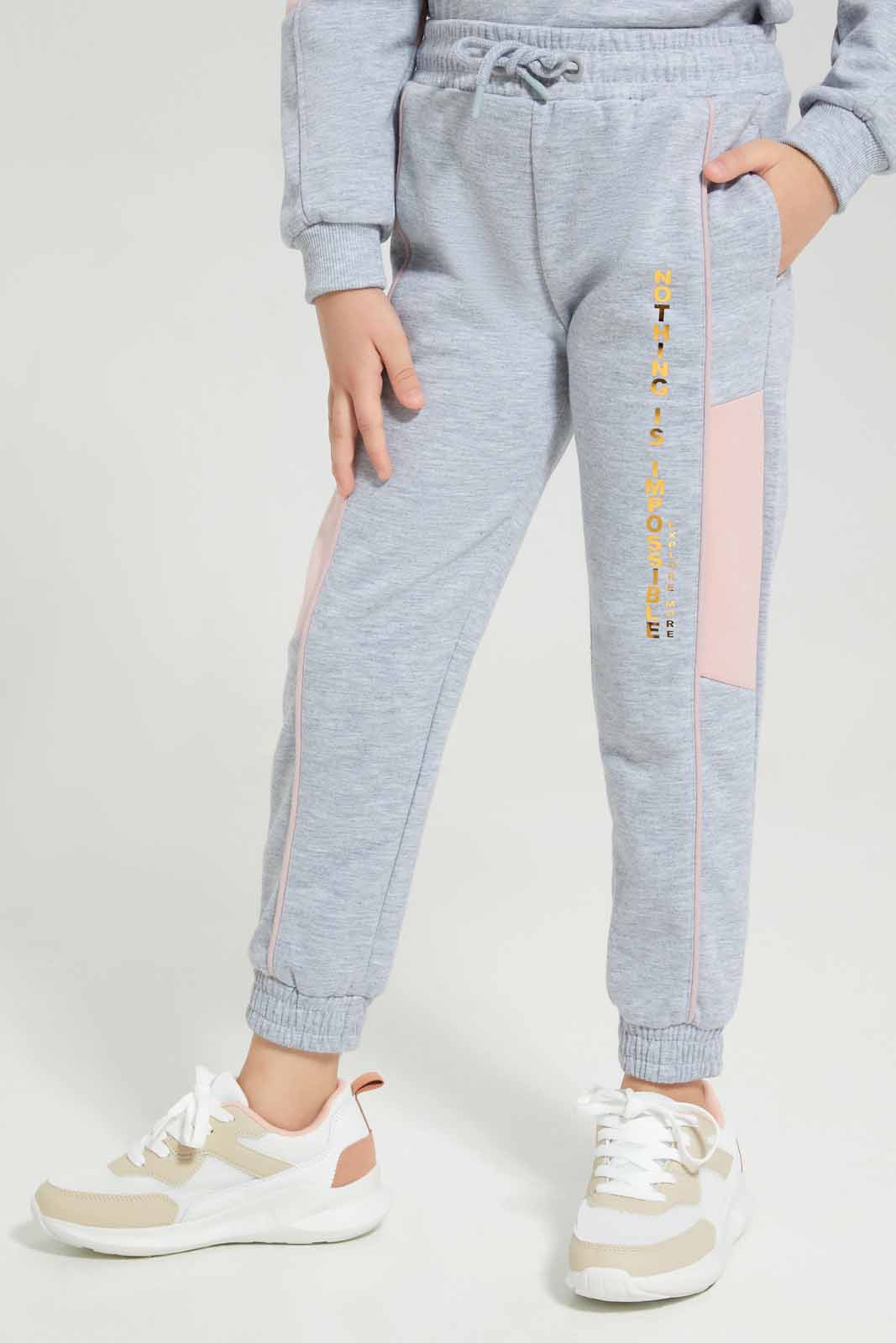 Redtag-Girls-Grey-&-Pink-Jogsuit-Category:Jog-Sets,-Colour:Grey,-Deals:New-In,-Filter:Girls-(2-to-8-Yrs),-GIR-Jog-Sets,-New-In-GIR-APL,-Non-Sale,-Section:Girls-(0-to-14Yrs),-W22B-Girls-2 to 8 Years
