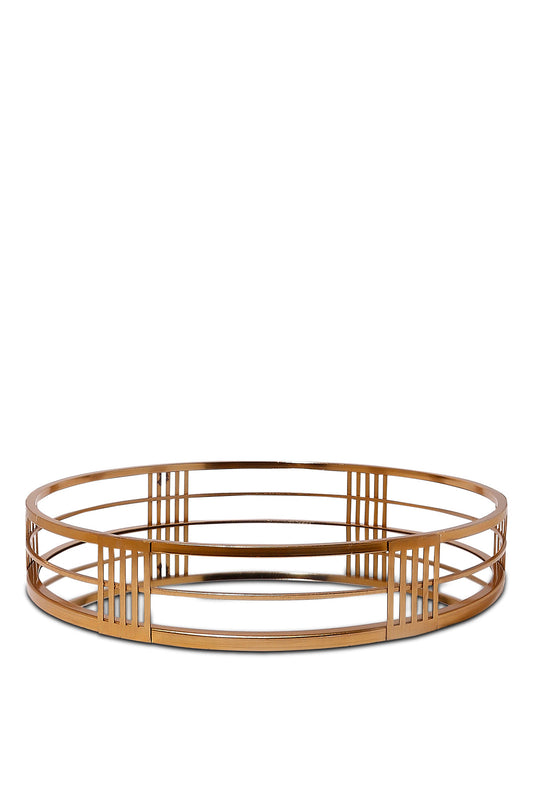 Redtag-Gold-Round-Mirror-Tray-Category:Trays,-Colour:Gold,-Deals:New-In,-Dept:Home,-Filter:Home-Dining,-HMW-DIN-Serveware,-New-In-HMW-DIN,-Non-Sale,-S23A,-Section:Homewares-Home-Dining-