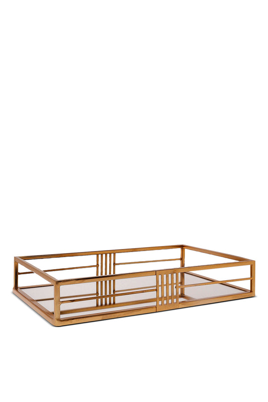 Redtag-Gold-Rectangle-Mirror-Tray-(Medium)-Category:Trays,-Colour:Gold,-Deals:New-In,-Dept:Home,-Filter:Home-Dining,-HMW-DIN-Serveware,-New-In-HMW-DIN,-Non-Sale,-S23A,-Section:Homewares-Home-Dining-