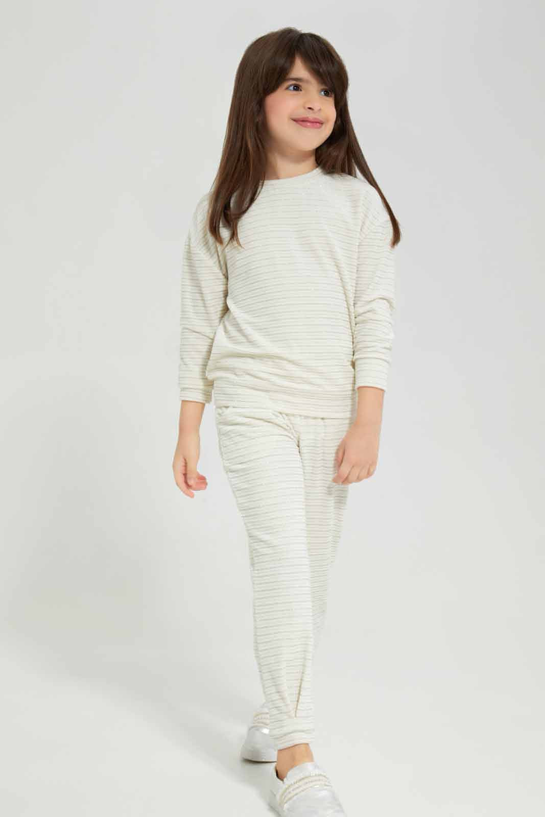 Redtag-Girls-White-Velevet-With-Lurex-Jogsuit-Category:Jog-Sets,-Colour:White,-Deals:New-In,-Filter:Girls-(2-to-8-Yrs),-GIR-Jog-Sets,-New-In-GIR-APL,-Non-Sale,-Section:Girls-(0-to-14Yrs),-W22B-Girls-2 to 8 Years