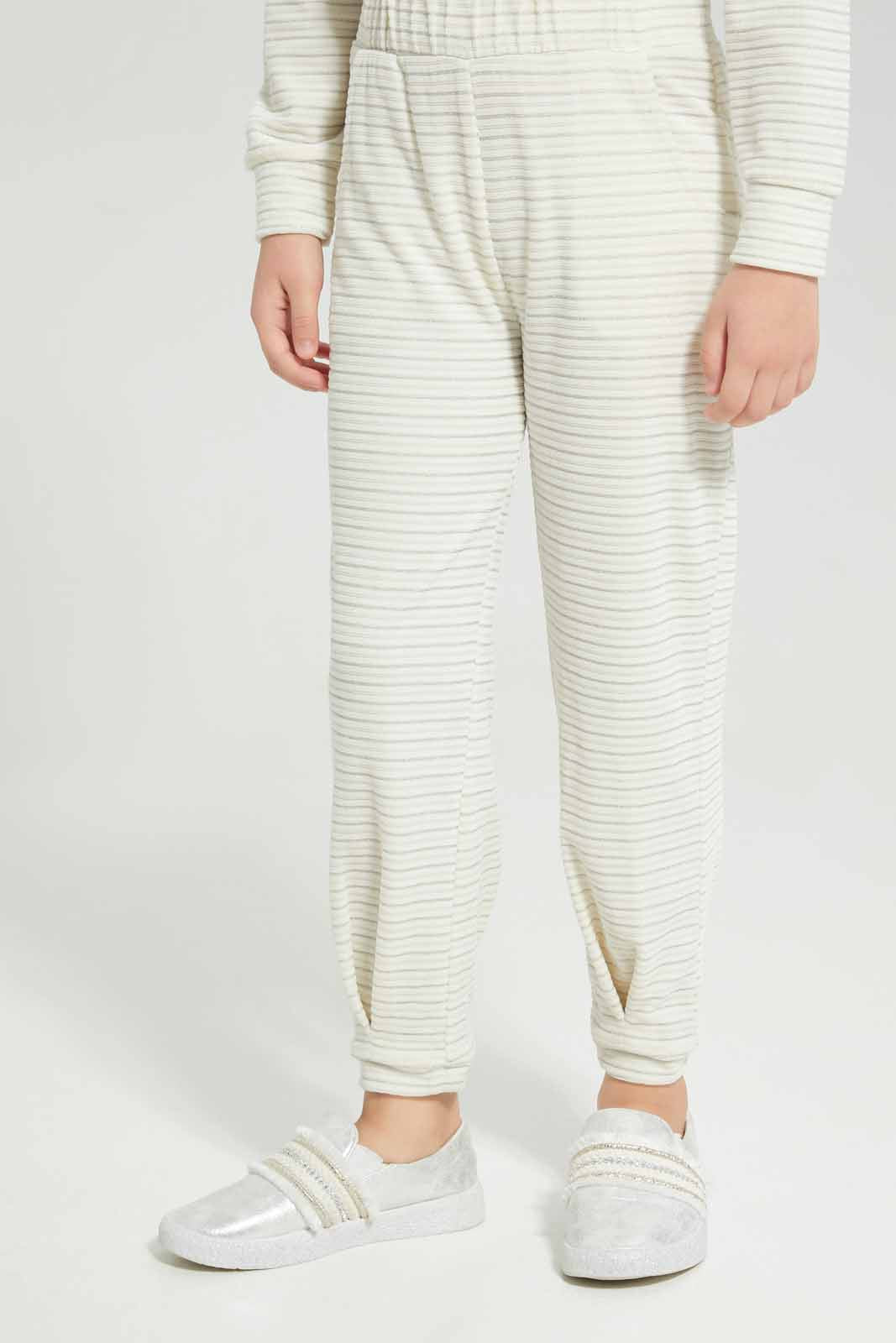 Redtag-Girls-White-Velevet-With-Lurex-Jogsuit-Category:Jog-Sets,-Colour:White,-Deals:New-In,-Filter:Girls-(2-to-8-Yrs),-GIR-Jog-Sets,-New-In-GIR-APL,-Non-Sale,-Section:Girls-(0-to-14Yrs),-W22B-Girls-2 to 8 Years