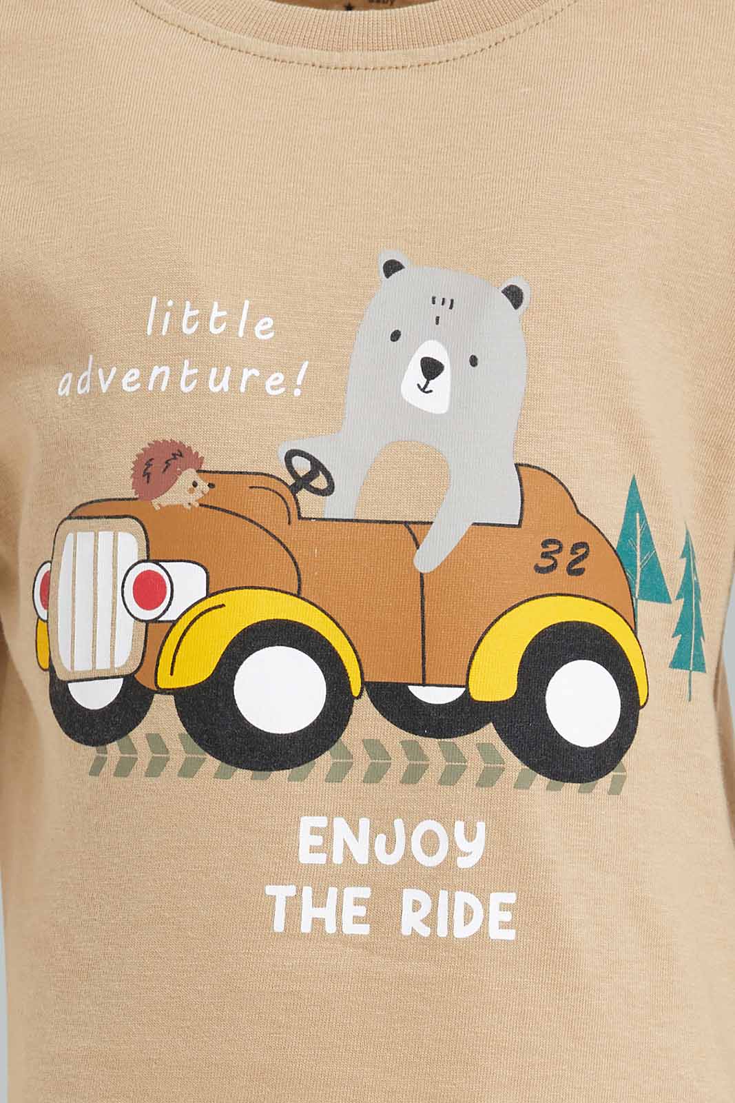 Redtag-Boys-Brown-Stone-Animal-Car-Long-Sleeve-Tshirt-Category:T-Shirts,-Colour:Brown,-Deals:New-In,-Dept:Boys,-Filter:Infant-Boys-(3-to-24-Mths),-INB-T-Shirts,-New-In-INB-APL,-Non-Sale,-Section:Boys-(0-to-14Yrs),-W22B-Infant-Boys-3 to 24 Months